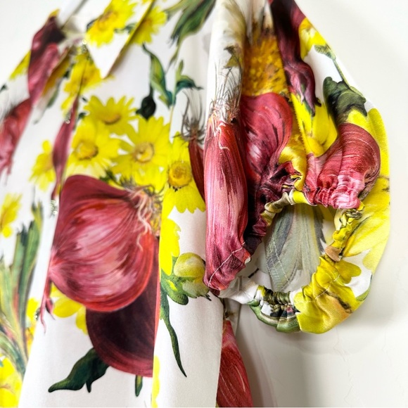 Dolce Gabbana Onion Print Silk Blouse Top - Picture 6 of 14